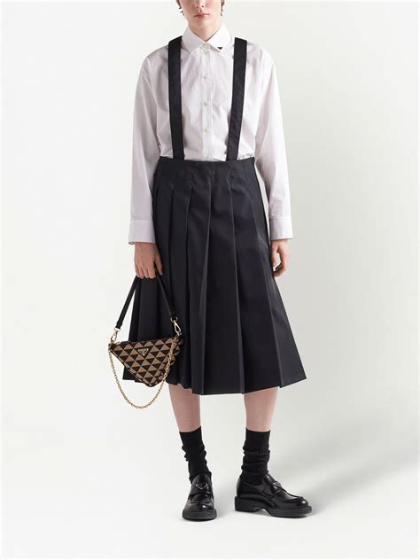 prada white skirt|prada nylon pleated top.